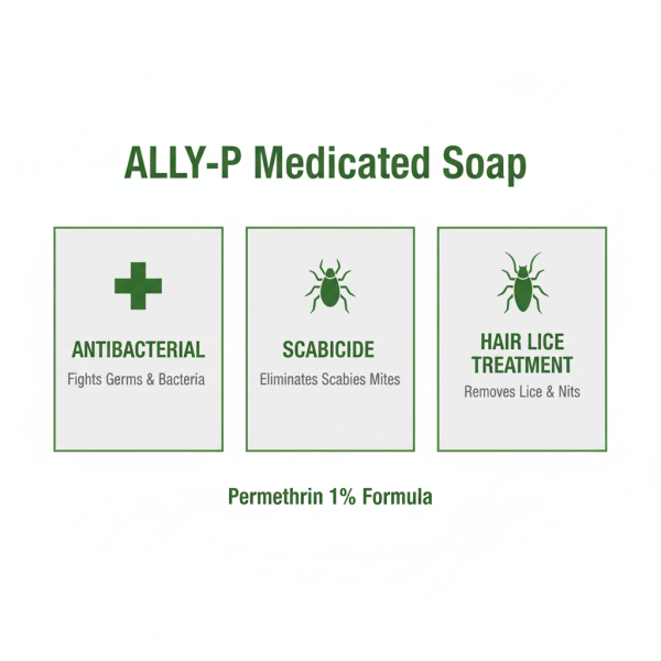 Permethrin 1% ALLY-P Antibacterial Medicated Soap
